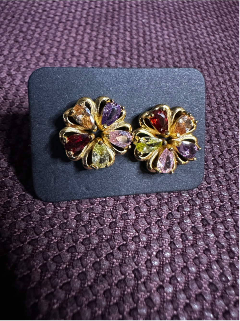 Multicolor & Gold Flower Stud Earrings